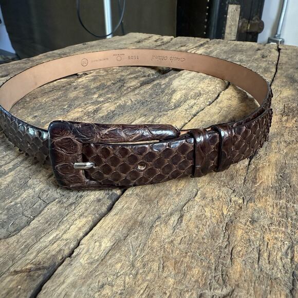 Claudio Orciani Beautiful Brown Real Python Snake Belt Made In Italy 80-37”Mint. - Picture 4 of 11